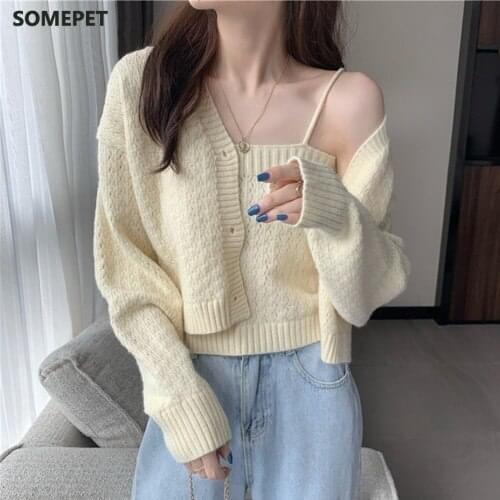 2021 New Knitted Cardigan Women Single Breasted Long Sleeve Knitwear Korean Chic All-match Short Sweater Female