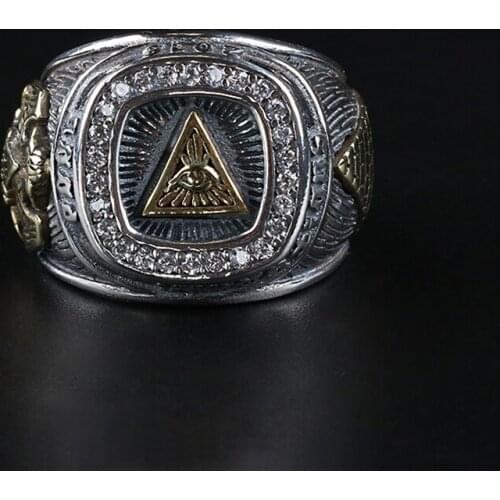 New Mens Trendy Eyes of God Personality Single Domineering Index Finger Hip Hop Opening Adjustable Ring Trend