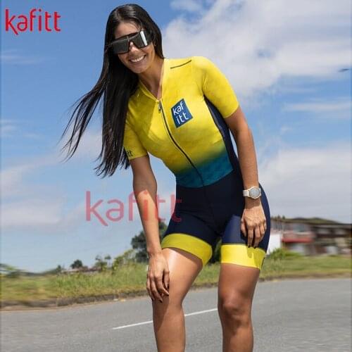 KAFITT New Womens Professional Team Triathlon Short-sleeved Cycling Jersey Tights Jumpsuit Racer Team Suit