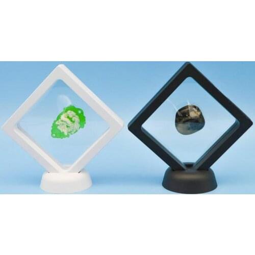 90x90x20mm Black white Jewelry Floating Suspended Display Case Coins Gems Artefacts Stand Holder Box for Jewelry Display Show SN