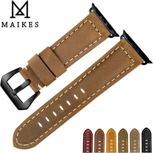 MAIKES Replacement For Apple Watch Strap 44mm 40mm 42mm 38mm Series SE/6/5/4/3/2/1 Leather Apple Watch Strap iWatch Watchband