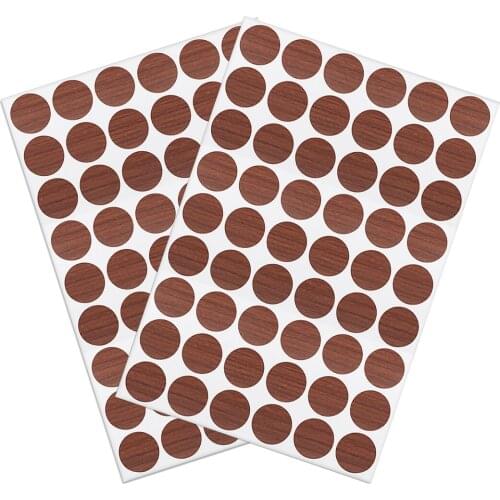 Uxcell Self-adhesive Screw Hole Stickers,2-Table Self-adhesive Screw Covers Caps Dustproof Sticker 21mm 54 in 1 Cherry Wood