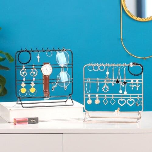 Earrings Necklace Jewelry Stand Holder Display Rack Simple Style Practical Metal Stand Holder Display Shelf Jewelry Organizer