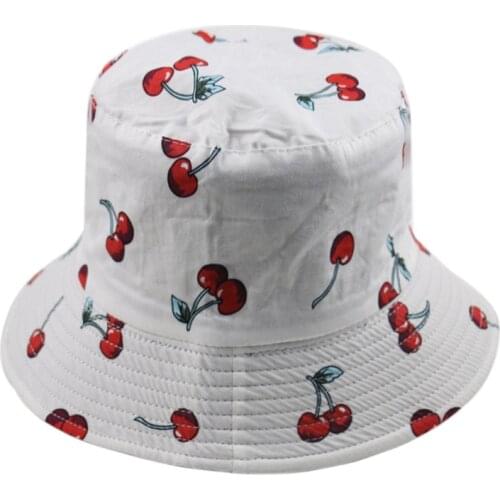 FOXMOTHER New Autumn Navy White Cherry Print Fisherman Caps Hats Women Man Gorras 2021