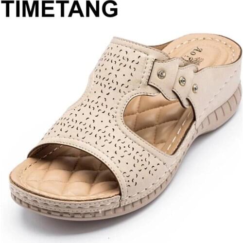 TIMETANG Ladies slippers summer ladies fashion casual wedges sandals comfortable and breathable beach shoes large size versatile