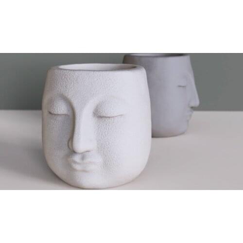 Concrete FlowerPot Silicone Mold DIY Cement Face Plant Basin Silicone mold Buddha statue Frosted Pot Molds