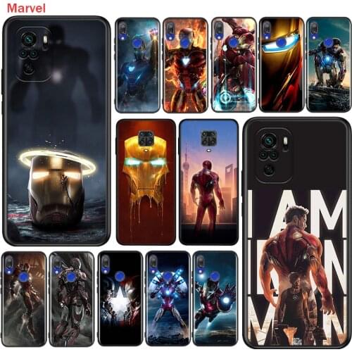 Silicone Cover Marvel Iron Man For Xiaomi Redmi Note 10 10S 9 9S Pro Max 9T 8T 8 7 6 5 Pro 5A Phone Case