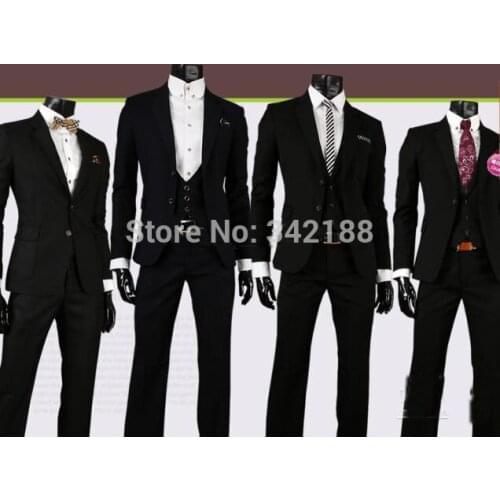Custom Made Groom Tuxedos/Black Mens Wedding Dresses/Groom Wear Mens suits Groom/Men Wedding Suits