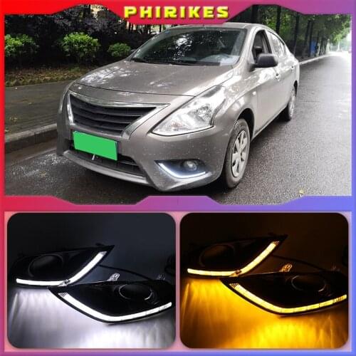 Car styling For Nissan Almera Latio Sunny Versa 2014 2015 2016 2017 2018 LED DRL Daytime Running Lights Daylight Fog Head Lamp