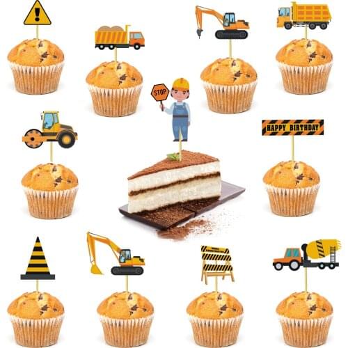 Construction Themed Party Decor Supplies Engineering Vehicle Cake Toppers Cake Decorations fo Baby Shower Birthday Party Favor