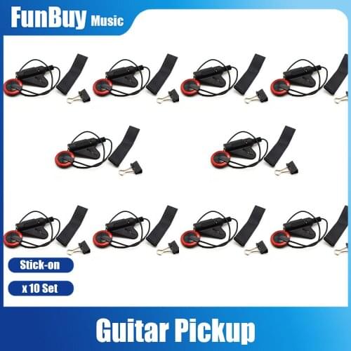 10pcs Universal Pickup Contact Micro Electronic Pickup with Strap Button Hanger for Guitar Ukulele Mandolin Violin Cello Banjo