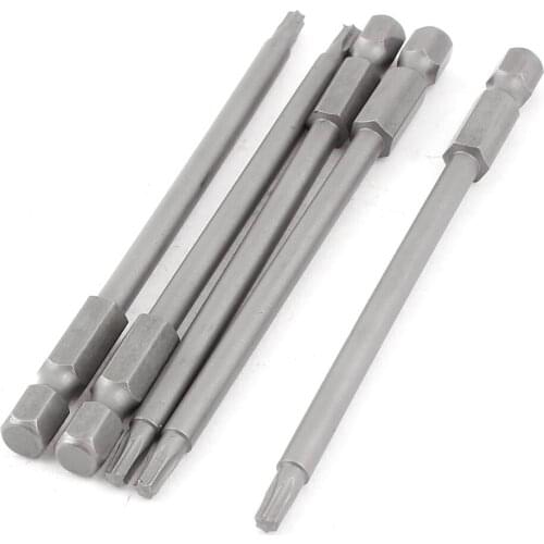 Uxcell 5pcs 1/4" Hex Shank T15 Magnetic Torx Screwdriver Bits 100mm Length