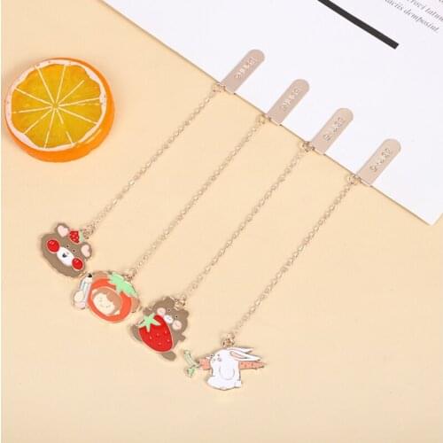 2pc Kawaii Bear Rabbit Bookmark Decoration DIY Zinc Alloy Accessories Book Mark Page Folder Office School Supplies Stationery