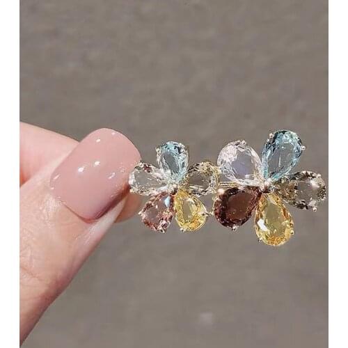 Elegant Imitation Crystal Hairpin Bangs Clip Side Clip Girl Side Top Clip Hairpin Female Frog Buckle Clip Headdress