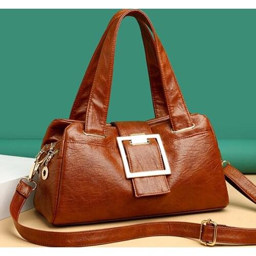 Women Leather Handbags Vintage Soft Leather Female Crossbody Shoulder Bags Designer Brand Ladies High Capacity Top-Handle Bags