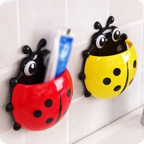 Toothpaste Storage Rack Lovely Cartoon Beetle Ladybird Toothbrush Shelves Children Brush Teeth Bathroom Supply