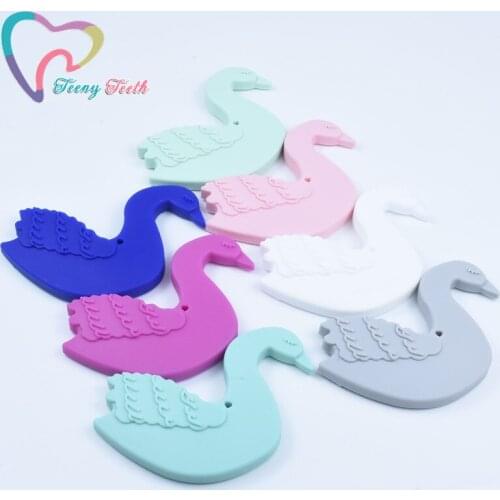 1 PC Swan Silicone Teether Pendants Charms BPA Free Nursing Baby Shower Gift Teething Swan Toy Paci Clip Chew Toys Soft
