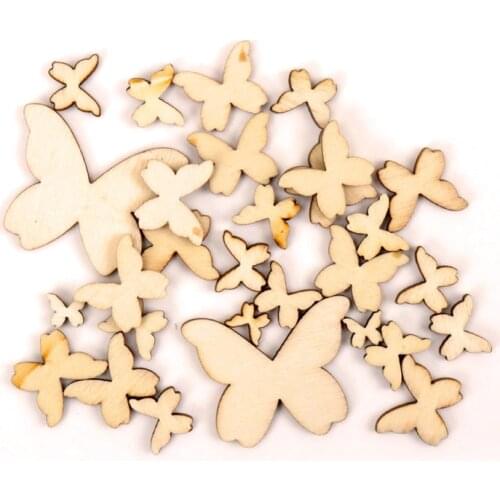 Wooden Butterfly Pattern Scrapbooking Art Collection Craft For Handmade Accessory Sewing Home 10/15/20/30/40mm 50pcs MT0700-FD