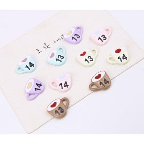 10pcs/pack Fashion Jewelry Heart Cup Shape Enamel Charms DIY Earring Bracelet Hair Necklace DIY Craft Jewelry Making Charms