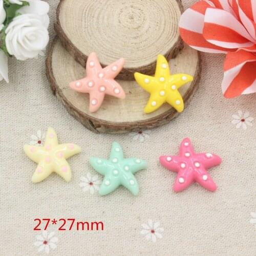 15pcs/lot resin starfish DIY resin cabochons accessories mix colors for kids hair