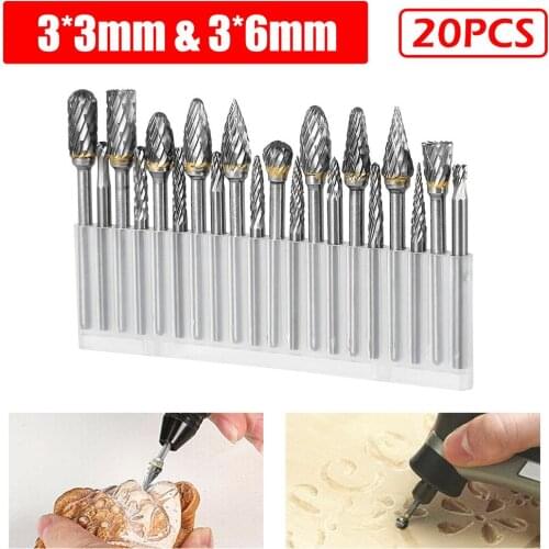 20 Pcs Polishing Head Tungsten Steel Carbide Burr Grinder Head Die For Rotary Tools Electric Drill Accessories