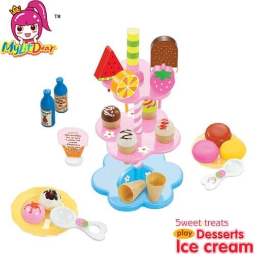 22pcs DIY Play Desserts Ice Cream 3+ Kids Baby Classic Toys Pretend Play Kitchen Food Sweet Treats Plastic Toys For Children