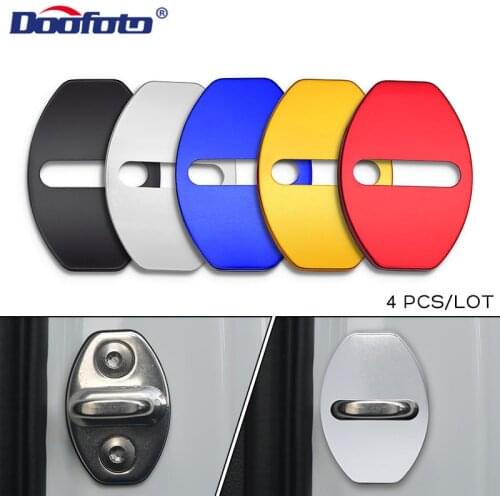 DOOFOTO 4pcs Car Styling Door Lock Cover For Audi TT For Seat Skoda For Volkswagen VW Auto Protective Car Sticker Accessories