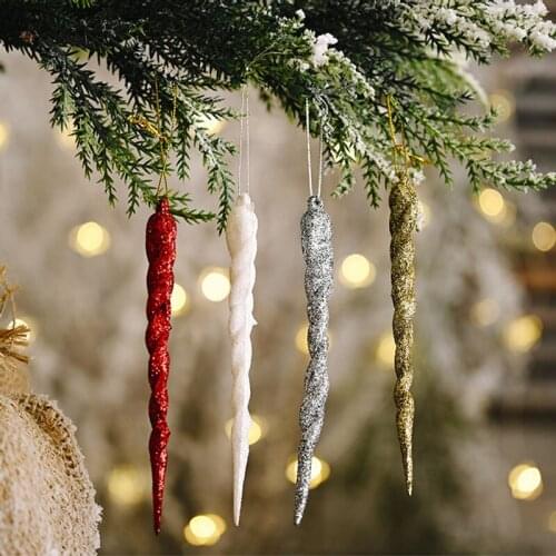 50pcs 13cm Christmas Simulation Ice Xmas Tree Hanging Ornament Fake Icicle Winter Party Christmas New Year Decoration Supplies