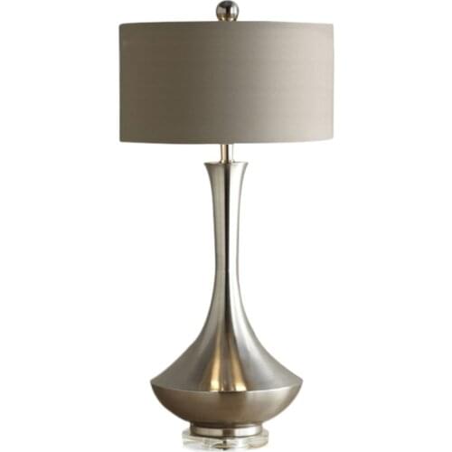 American modern plated metal table lamps luxury gray silver living room study desktop lamp bedroom bedside home table lights