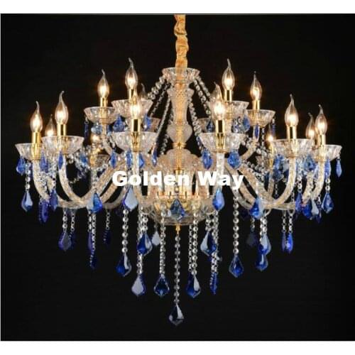 Free Shipping Modern Clear Blue Crystals Luxury Crystal Chandelier Lustre Sala De Cristal Para Modern Chandeliers Lamp Fixture