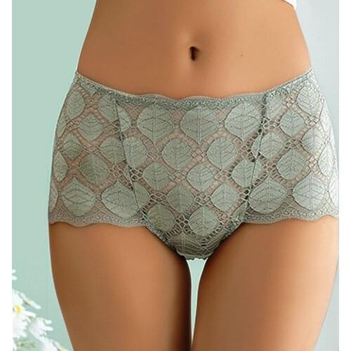 Diamond Lace Panties Ladies SexyHollow Breathable Cotton Crotch Large Size Mid-Waist Hip-Lifting Belly Triangle Boxer Briefs