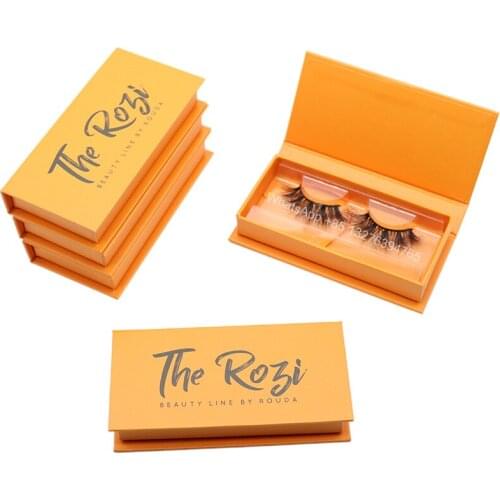 Orange Own Brand Printed Eyelash Case Customized Logo Lashbox Wholesale Empty Package for Mink Lashes Magnetic Eyelash Free Tray