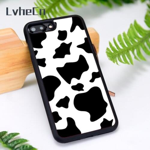 LvheCn Silicone Rubber Phone Case Cover for iPhone 6 6S 7 8 Plus X XS XR 11 12 Mini Pro Max Moo Moo Black And White