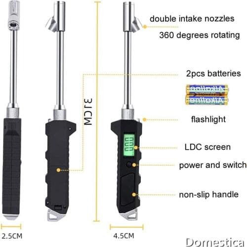 Digital Tire Pressure Gauge 230 PSI Heavy Duty Double Head Stainless Steel For Trucks Motorhomes With Backlight LCD Flashlight