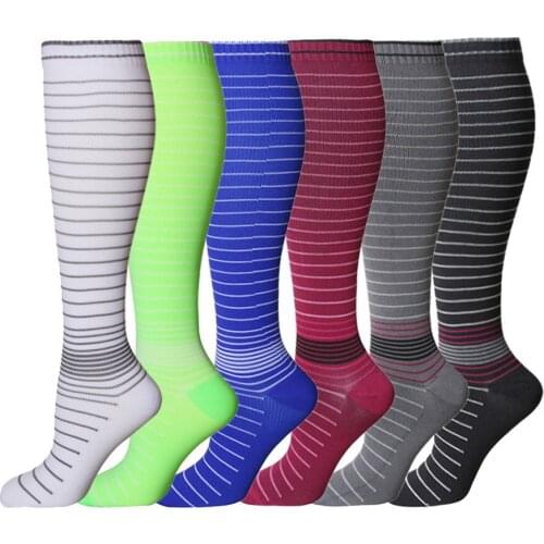 Color Striped Compression Socks Nursing Men Women Candy Color Skateboard Socks Relieve Pain Anti-Fatigue Compressive Socks Gifts