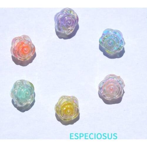 DIY Fashion Jewelry Accessory Transparent Acrylic Rose Spacer Multi Color 11MM Blossom Bead In Beads Bracelet Making Department