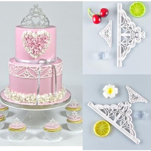 2Pcs Crown Mold SET Plastic Fondant Cutter Tools Cupcake Decorating Press Cutting Die Chocolate Gumpaste Molds Jewelry Mould