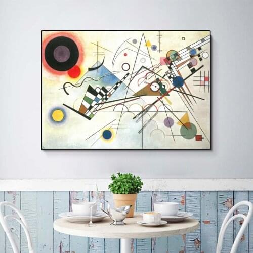 Vasily Kandinsky Famous Painting Composition VIII Abstract Poster and Geometry Line Wall Art Room Decoration Painting