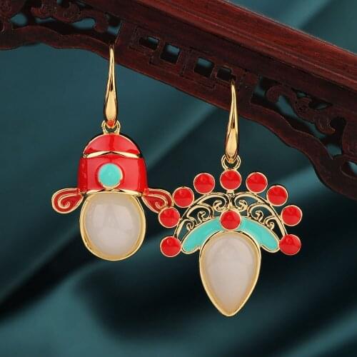 Fashion Ethnic Chinese style wedding red Drop Earring,Delicate Style Earrings,Vintage Original Earrings For Women 's Jewelry