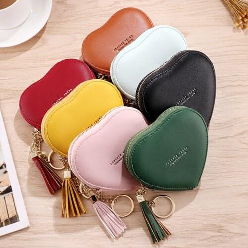 Fashion Mini Leather PU Keychain Women Bag Charm Pendant Keyring Shape Heart Coin Purse Key Chain Key Holder Wallet Key Chain