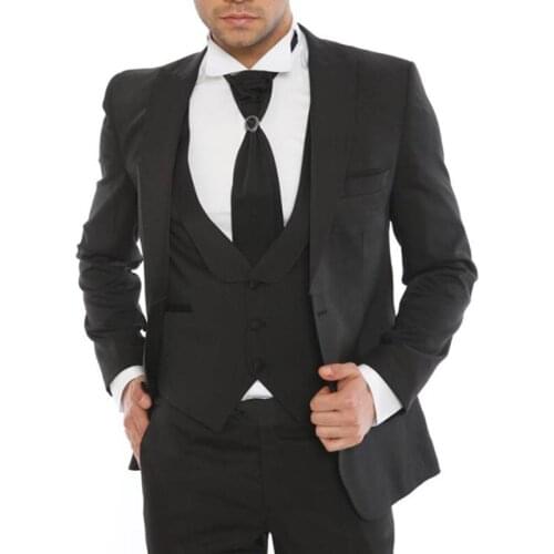 Fashion Mens 3 Piece Suit Slim Fit Tuxedo One Button Shawl Collar Jacket Vest Trousers Custom Made Wedding Suits For Men