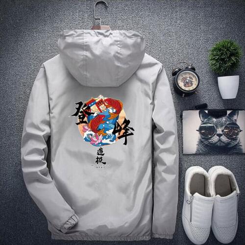 Spring AND Summer Thin jacket Men Long sleeve black Zipper windbreaker Men Hip hop Harajuku Printing jackets Coat
