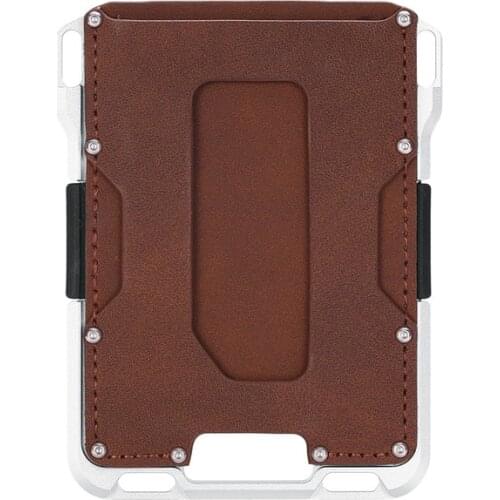 Men Top Leather Skin Rfid ID Credit Card Holder Metal Men Wallets RFID Anti-theft Protector Card Pop-up Minimalist Wallet 2021