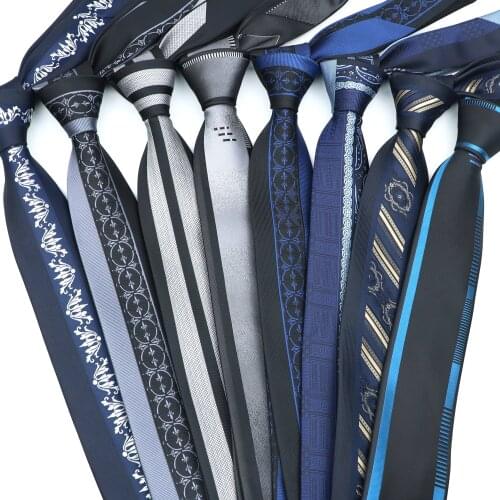 Mens Luxurious Slim Necktie Stripe Floral Patchwork Tie Business Wedding Jacquard Blue Grey Ties Dress Shirt Accessories Gift