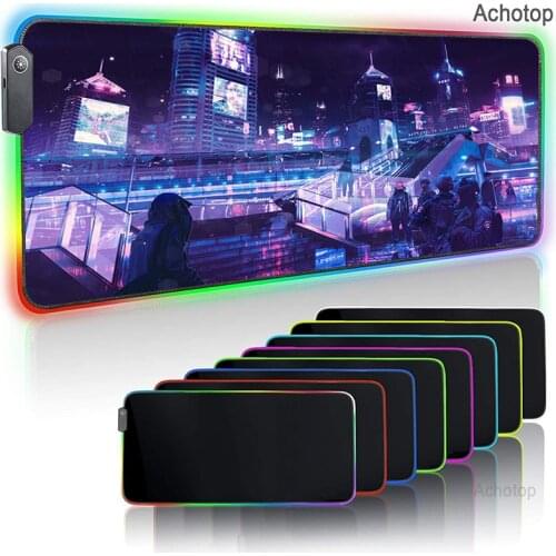 Neon Pixel Gaming Mats XXL RGB Mouse Pad Gamer Desk Mat Gaming Mousepad Large Extended Rubber Soft Solid Keyboard Mause Mat Pad