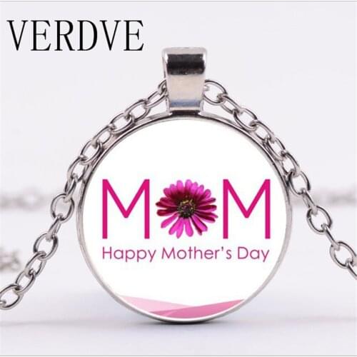 VERDVE AliExpress Foreign Trade Explosion Mothers Day Present Time Gems Glass Pendant Necklace Jewelry