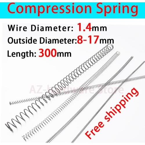 Compressed Spring Pressure Spring Wire Diameter 1.4mm, Outer Diameter 8mm-17mm, Length 300mm Release Spring Return Spring 1 Pcs