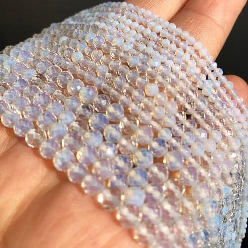 Natural Faceted White Opal Stone Beads 2/3/4mm Round Loose Rondelle Accessories Beads For Jewelry Making Diy Bracelets Necklaces