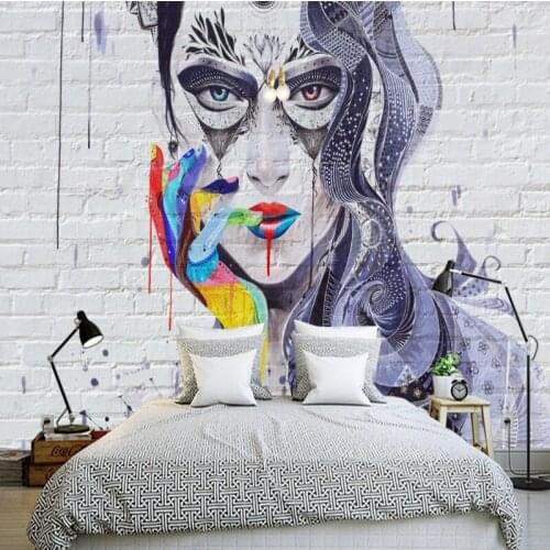 Drop Shipping Wallpaper 3d Colorful Sexy Beauty Brick Wall Background Mural Bedroom Bathroom Mural Mall Barber Shop Wallpaper