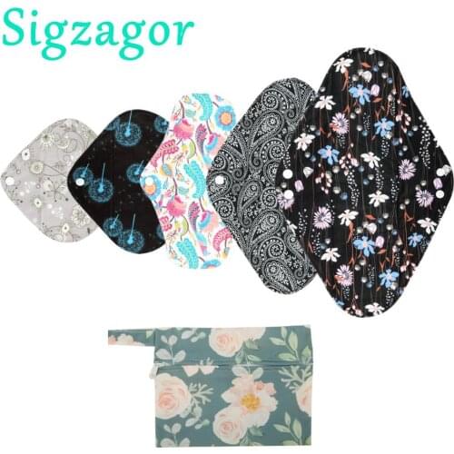 [Sigzagor]XS S M L XL Cloth Menstrual Pad Bamboo Charcoal Reusable